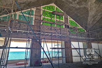 Ход строительства Anichi Resort & Spa за апрель 2024: работы внутри входного здания
