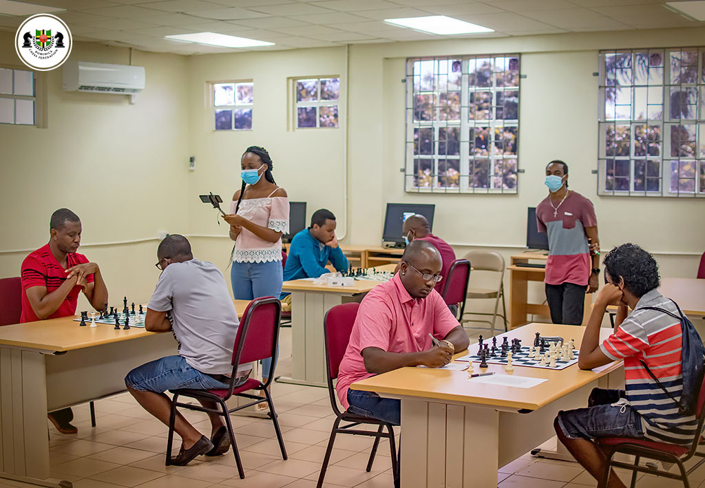 Participants of the Dominica National Chess Championship 2022 gathered together, showcasing determination and focus as they compete for the prestigious national title.