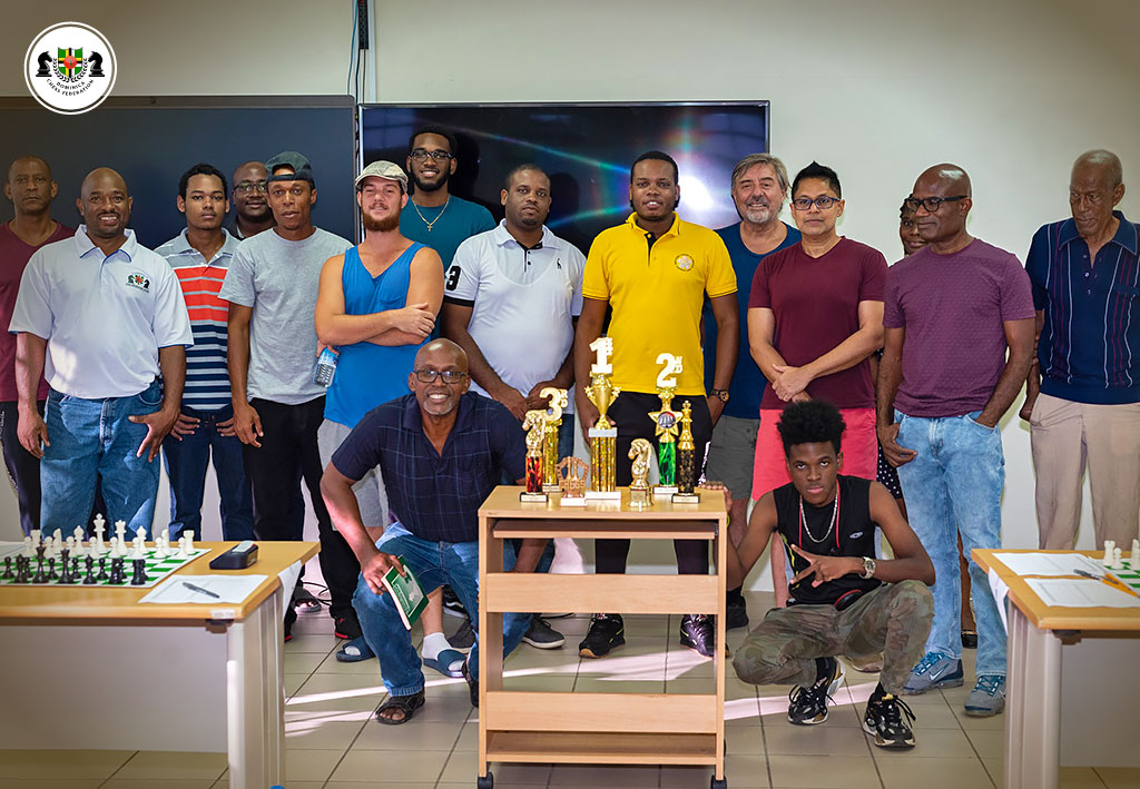 Dominica's chess players at the First Open Chess Tournament in November 2022