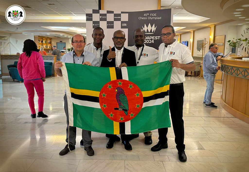 Dominica team at the 45th Chess Olympiad, representing their country with pride and skill on the global chess stage.